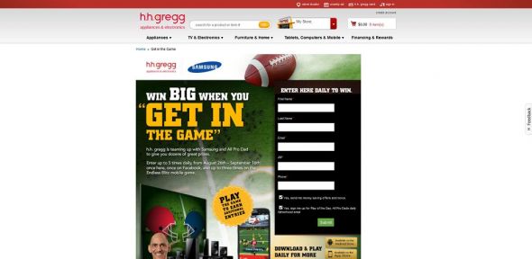 h.h. gregg Get in the Game Sweepstakes h.h. gregg Get in the Game Sweepstakes