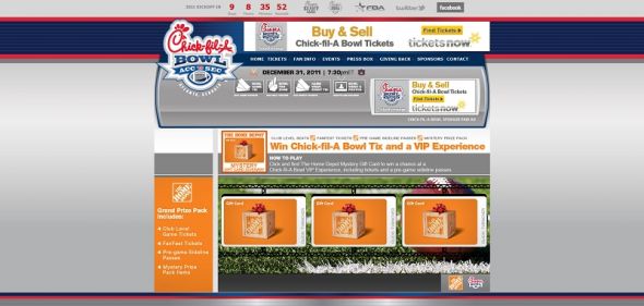 Chick-fil-A Bowl Home Depot Mystery Gift Card Giveaway Chick-fil-A Bowl Home Depot Mystery Gift Card Giveaway