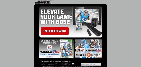 Bose EA SPORTS Madden NFL 13 Sweepstakes Bose EA SPORTS Madden NFL 13 Sweepstakes