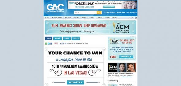 GAC ACM Awards Show Trip Sweepstakes GAC ACM Awards Show Trip Sweepstakes