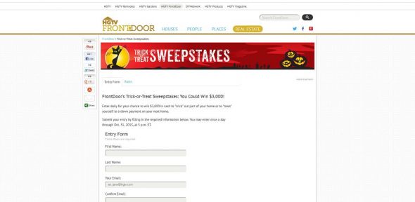 FrontDoor.com’s Trick-or-Treat Sweepstakes FrontDoor.com’s Trick-or-Treat Sweepstakes
