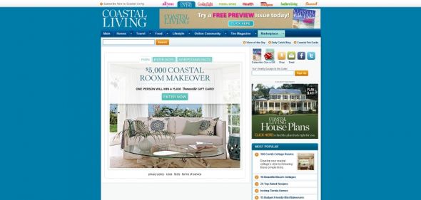 Coastal Living $5,000 Room Makeover Sweepstakes