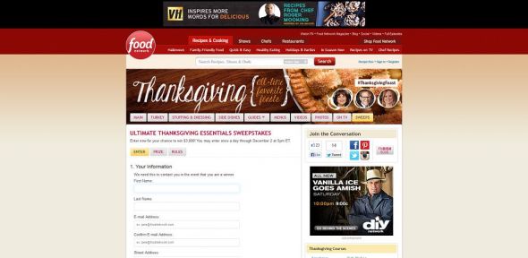 Food Network’s Ultimate Thanksgiving Essentials Sweepstakes Food Network’s Ultimate Thanksgiving Essentials Sweepstakes