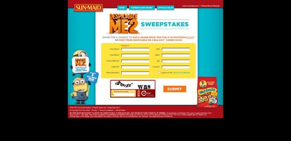 Sunmaid Despicable Me 2 Sweepstakes Sunmaid Despicable Me 2 Sweepstakes