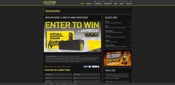Rockstar & Shops of Hawaii Sweepstakes Rockstar & Shops of Hawaii Sweepstakes