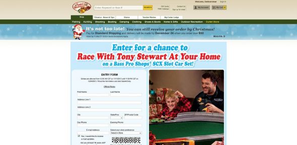 Bass Pro Shops Tony Stewart SCX Slot Car Race Sweepstakes Bass Pro Shops Tony Stewart SCX Slot Car Race Sweepstakes
