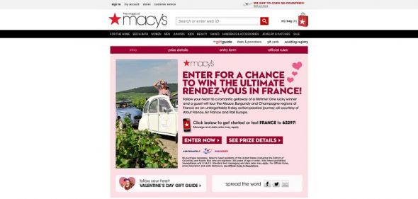 Macy’s Ultimate Rendezvous to France Sweepstakes Macy’s Ultimate Rendezvous to France Sweepstakes