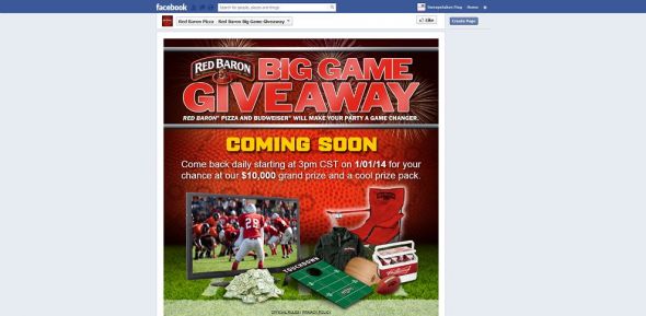 facebook.com/redbaronpizza – Red Baron Big Game Giveaway Sweepstakes facebook.com/redbaronpizza – Red Baron Big Game Giveaway Sweepstakes