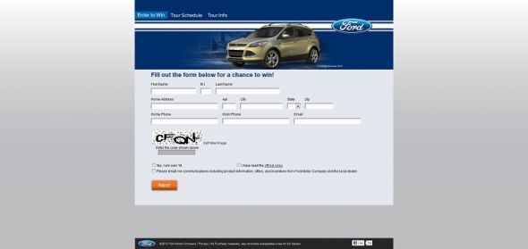 2012 Ford Experience Tour Sweepstakes 2012 Ford Experience Tour Sweepstakes