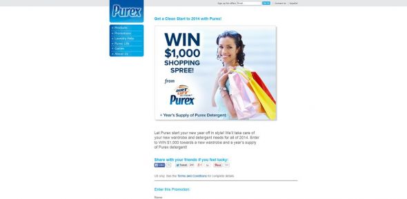 Get to a Clean Start to 2014 with Purex! Sweepstakes Get to a Clean Start to 2014 with Purex! Sweepstakes