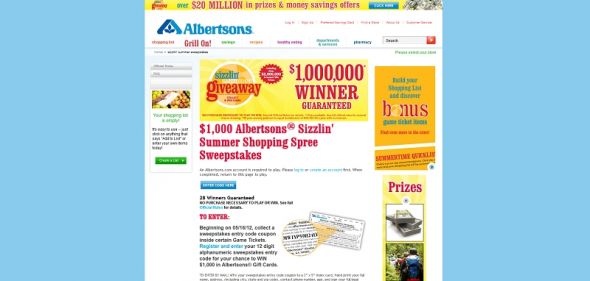 albertsons.com/sizzlinsummer – Albertsons SIZZLIN’ SUMMER GIVEAWAY Collect & Win Game albertsons.com/sizzlinsummer – Albertsons SIZZLIN’ SUMMER GIVEAWAY Collect & Win Game