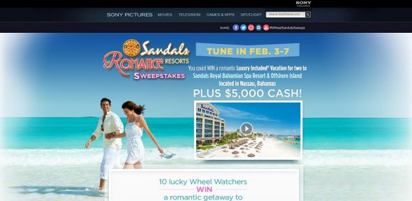Wheel of Fortune Sandals Resorts Romance Sweepstakes Wheel of Fortune Sandals Resorts Romance Sweepstakes