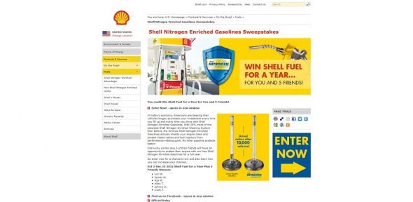shell.us/fuelpromo – Shell Nitrogen Enriched Gasolines Sweepstakes shell.us/fuelpromo – Shell Nitrogen Enriched Gasolines Sweepstakes