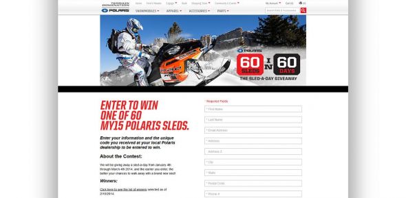 terraindomination.com/sixty-sled-giveaway – Polaris 60 Sleds in 60 Days Sweepstakes terraindomination.com/sixty-sled-giveaway – Polaris 60 Sleds in 60 Days Sweepstakes