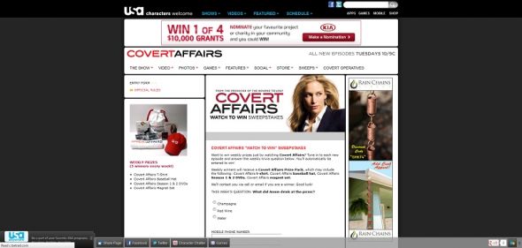 Covert Affairs Watch to Win Sweepstakes Covert Affairs Watch to Win Sweepstakes
