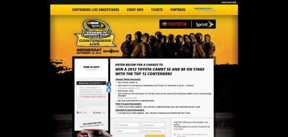 NASCAR.com/ContendersLive – Chase for the NASCAR Sprint Cup Contenders Live Sweepstakes NASCAR.com/ContendersLive – Chase for the NASCAR Sprint Cup Contenders Live Sweepstakes