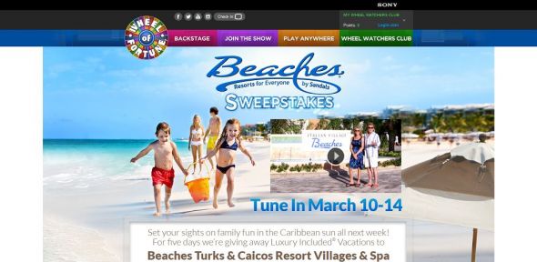 Wheel of Fortune Beaches Resorts Sweepstakes Wheel of Fortune Beaches Resorts Sweepstakes