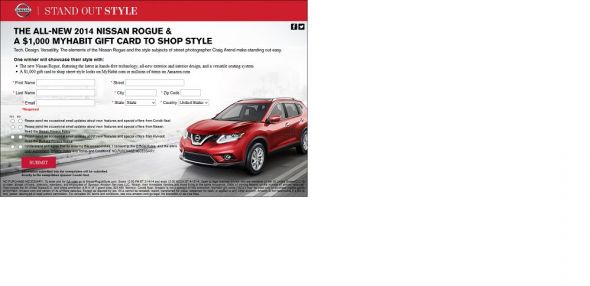Nissan and MyHabit The Fix: 2014 Nissan Rogue Sweepstakes Nissan and MyHabit The Fix: 2014 Nissan Rogue Sweepstakes