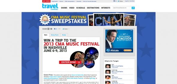 Win a Trip to the 2013 CMA Music Festival Sweepstakes Win a Trip to the 2013 CMA Music Festival Sweepstakes