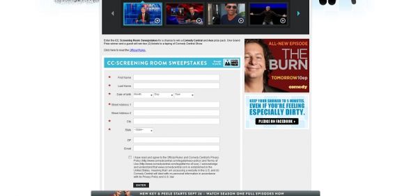 CC Screening Room Sweepstakes CC Screening Room Sweepstakes