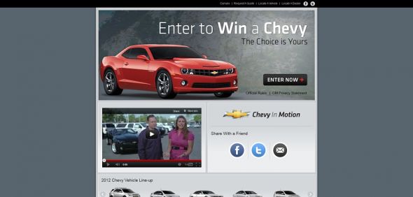 chevyinmotion.com – 2012 Chevrolet Vehicle Giveaway Sweepstakes chevyinmotion.com – 2012 Chevrolet Vehicle Giveaway Sweepstakes