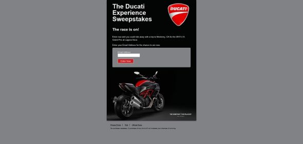 Ducati Experience Sweepstakes Ducati Experience Sweepstakes