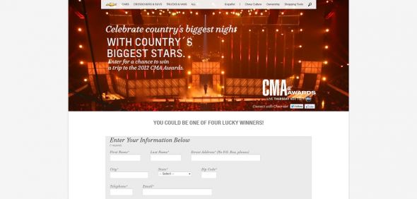 2012 Chevrolet Road to Nashville Sweepstakes 2012 Chevrolet Road to Nashville Sweepstakes