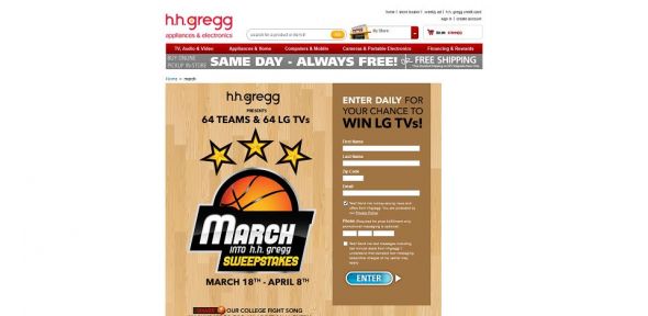 March into h.h. gregg Sweepstakes March into h.h. gregg Sweepstakes