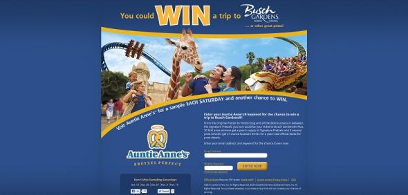 Auntie Anne’s Sampling Saturdays Sweepstakes Auntie Anne’s Sampling Saturdays Sweepstakes