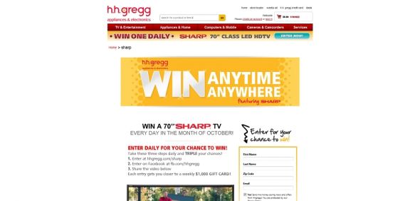hhgregg Sharp TV Sweepstakes hhgregg Sharp TV Sweepstakes