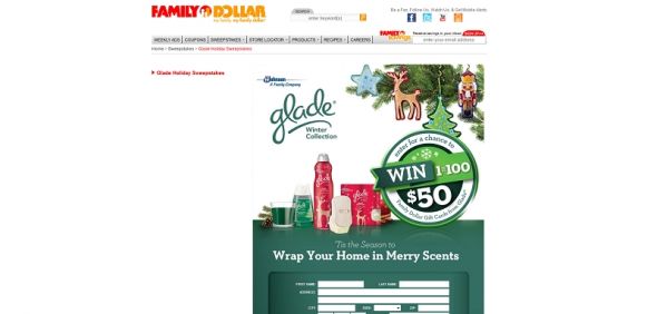 Family Dollar Glade Holiday Sweepstakes Family Dollar Glade Holiday Sweepstakes