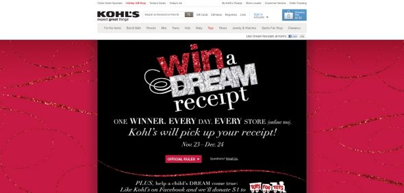 Kohl’s Dream Receipts Sweepstakes Kohl’s Dream Receipts Sweepstakes