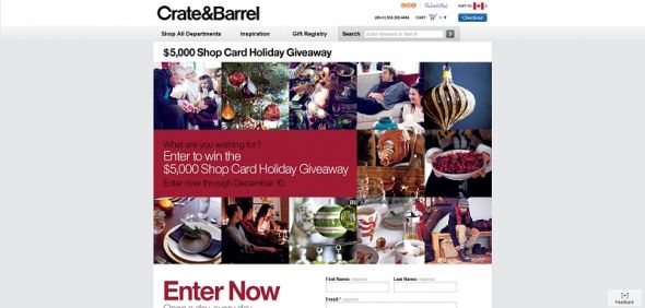 Crate and Barrel $5,000 Shop Card Holiday Giveaway Crate and Barrel $5,000 Shop Card Holiday Giveaway