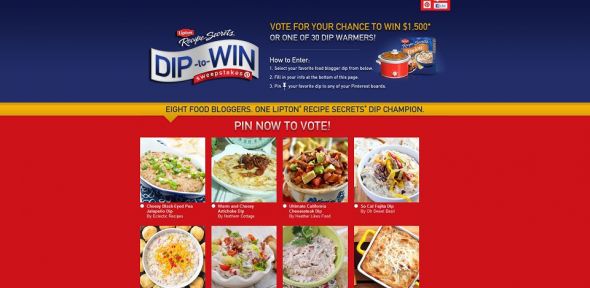 Lipton Recipe Secrets Dip to Win Sweepstakes Lipton Recipe Secrets Dip to Win Sweepstakes