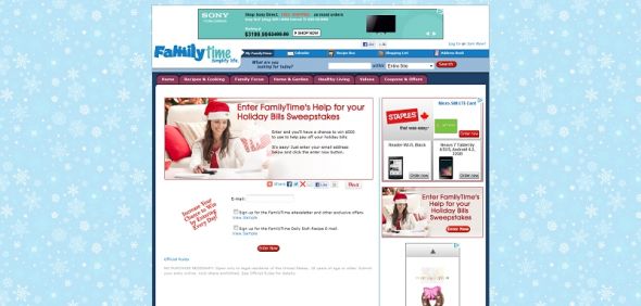 FAMILYTIME Help With Your Holiday Bills Sweepstakes FAMILYTIME Help With Your Holiday Bills Sweepstakes