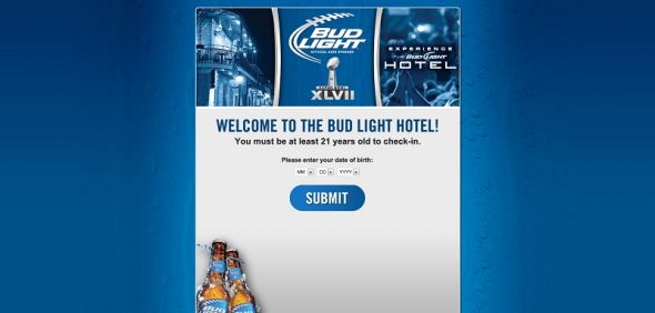 Bud Light Super Bowl Experience at Bud Light Hotel New Orleans Sweepstakes Bud Light Super Bowl Experience at Bud Light Hotel New Orleans Sweepstakes