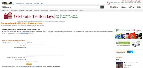 Amazon Music Gift Card Sweepstakes Amazon Music Gift Card Sweepstakes