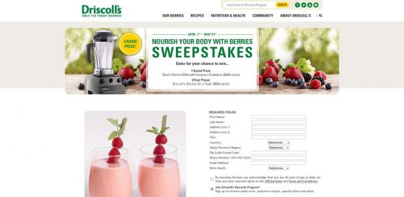 Driscoll’s Nourish Your Body With Berries’ Sweepstakes Driscoll’s Nourish Your Body With Berries’ Sweepstakes