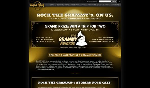 Hard Rock Grammy Awards Sweepstakes Hard Rock Grammy Awards Sweepstakes