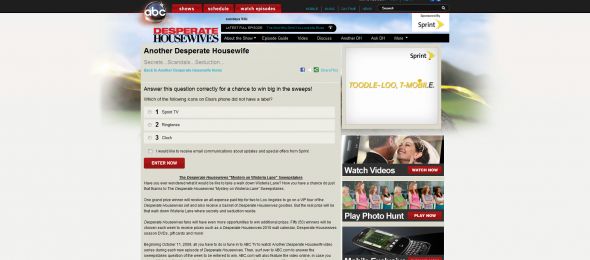 Desperate Housewives Mystery on Wisteria Lane Sweepstakes