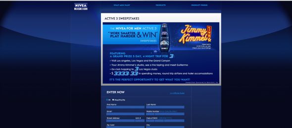 Nivea For Men Active 3 Work Smarter, Play Harder & Win Sweepstakes