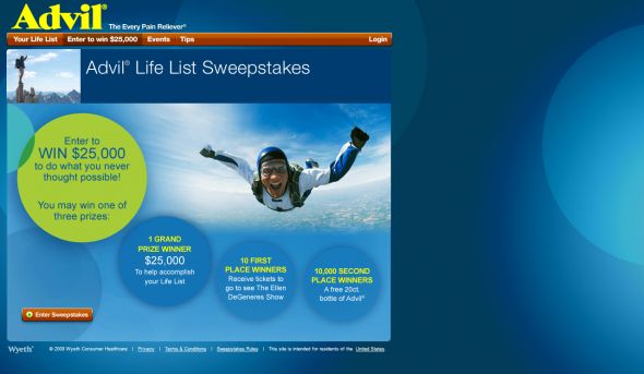 The 2008 Advil Lift List Consumer Sweepstakes