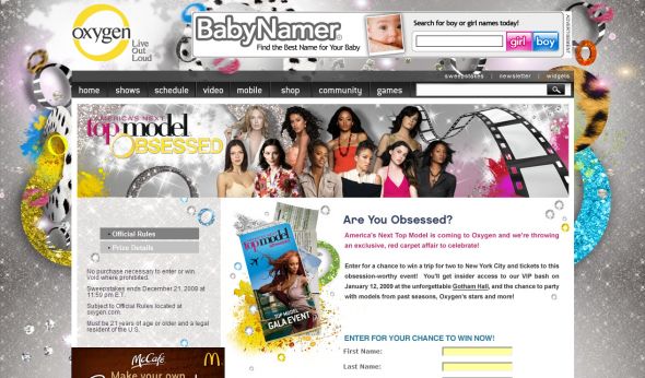 Oxygen’s Party with a Top Model Sweepstakes