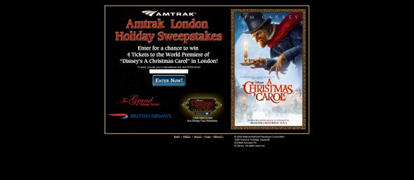 Amtrak London Holiday Sweepstakes