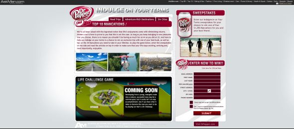 Diet Dr Pepper Mancation Sweepstakes