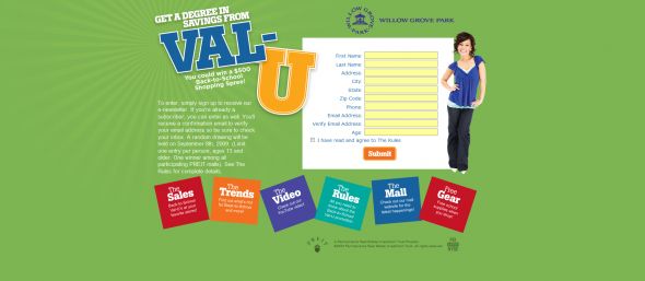 PREIT Malls 2009 Back to School Val-U Web Site Contest