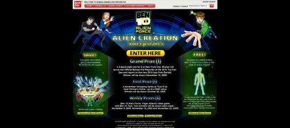 Ben 10 Alien Force Alien Creation Sweepstakes