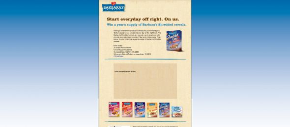 Barbara’s Year’s Supply of Shredded Cereals Sweepstakes