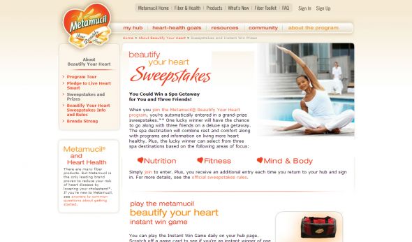 Metamucil Beautify Your Heart Instant Win and Sweepstakes Promotion