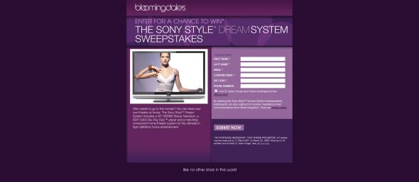 Bloomingdale Hot March 2009 Sony Sweepstakes